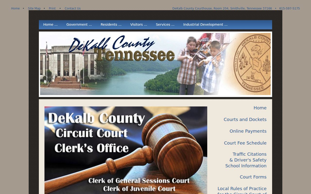 DeKalb County Courts and Dockets webpage with local calendar links