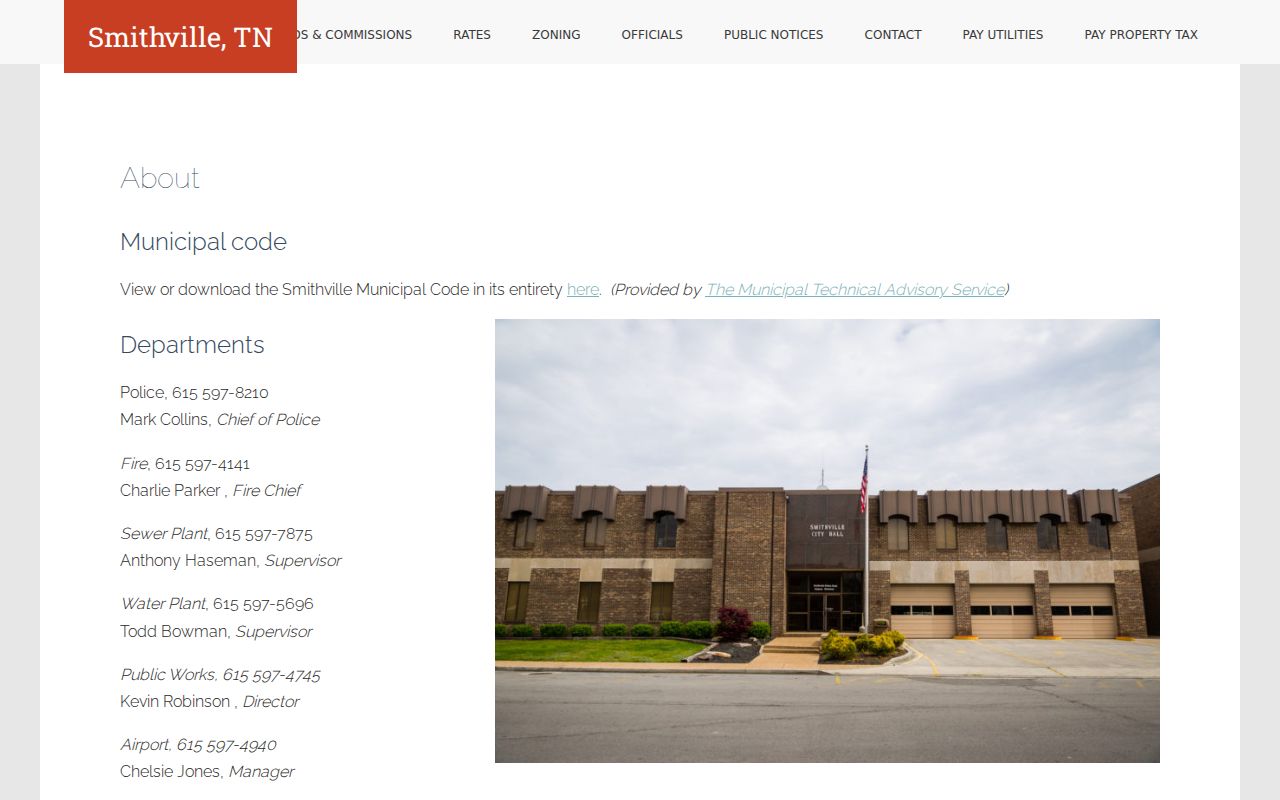 Smithville court docket local context from the official city page